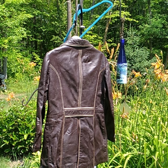 โฎ๏ธ Penny Lane Brown VINTAGE LEATHER Jacket EVC TOTALLY AWESOME - Picture 2 of 16